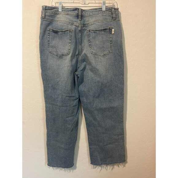 Oliver Logan Sz 34 Light Wash Frayed Hem Wide Leg Jeans Boho - Picture 5 of 11